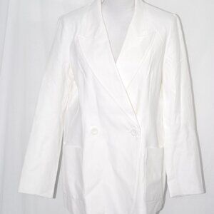 NWT Oversized Linen Blend Blazer White Suit Jacket Darling, Small Washable